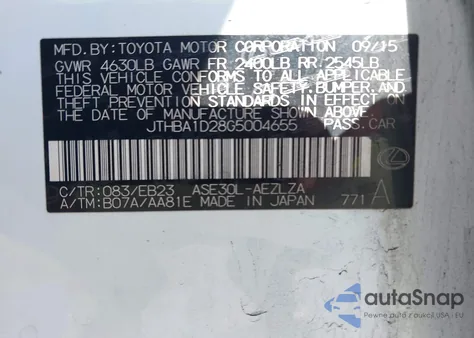 2016 Lexus Is from USA, damaged, VIN JTHBA1D28G5004655